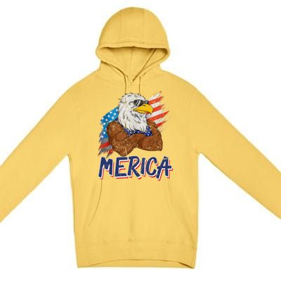 Merica Freedom American Usa Eagle Patriotic 4th Of July Gift Premium Pullover Hoodie