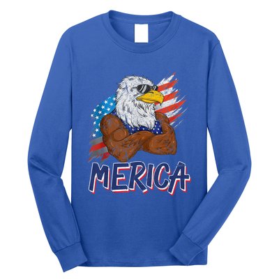 Merica Freedom American Usa Eagle Patriotic 4th Of July Gift Long Sleeve Shirt