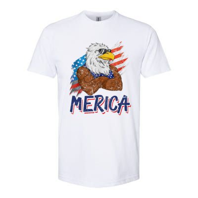 Merica Freedom American Usa Eagle Patriotic 4th Of July Gift Softstyle® CVC T-Shirt