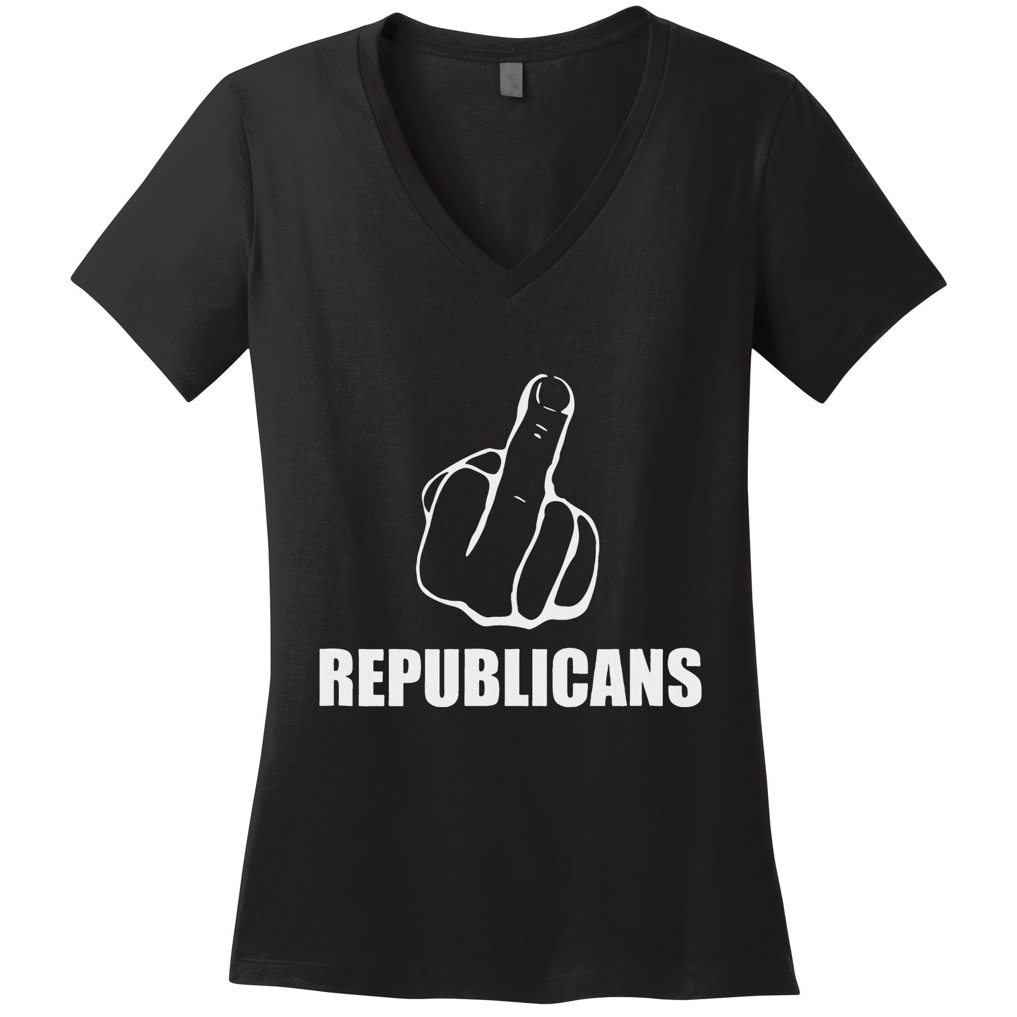 Middle Finger Anti Fuck Gop Pro Democrat Anti Republican Women's V-Neck T-Shirt