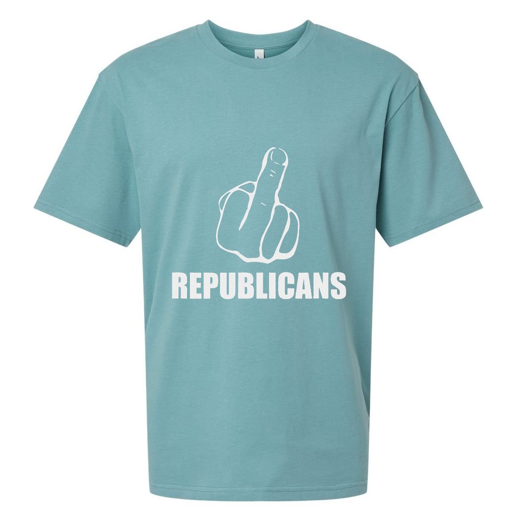 Middle Finger Anti Fuck Gop Pro Democrat Anti Republican Sueded Cloud Jersey T-Shirt