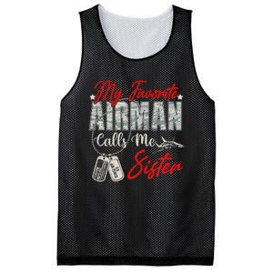 My Favorite Airman Calls Me Sister Proud Air Force Sister Mesh Reversible Basketball Jersey Tank