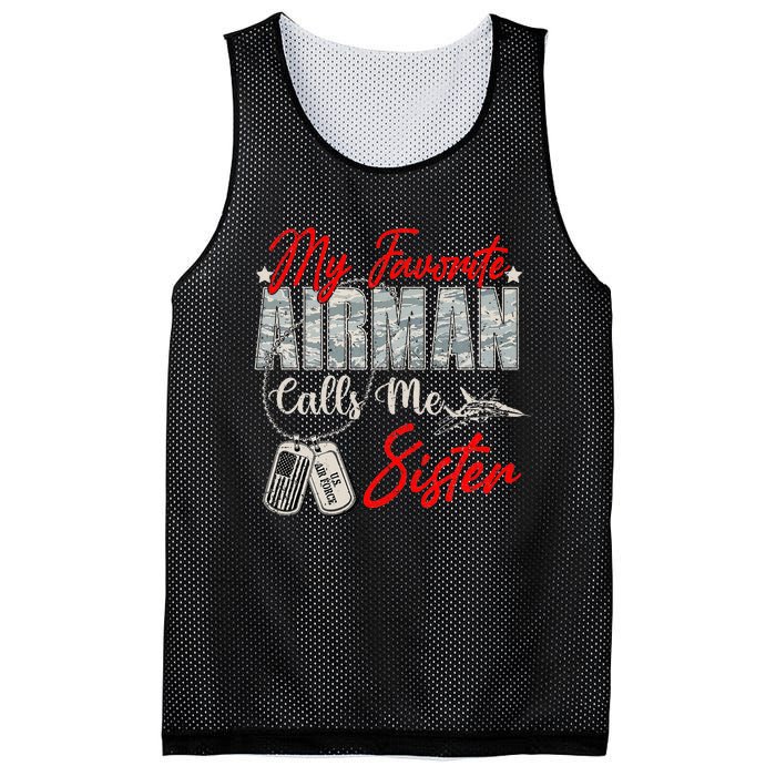 My Favorite Airman Calls Me Sister Proud Air Force Sister Mesh Reversible Basketball Jersey Tank