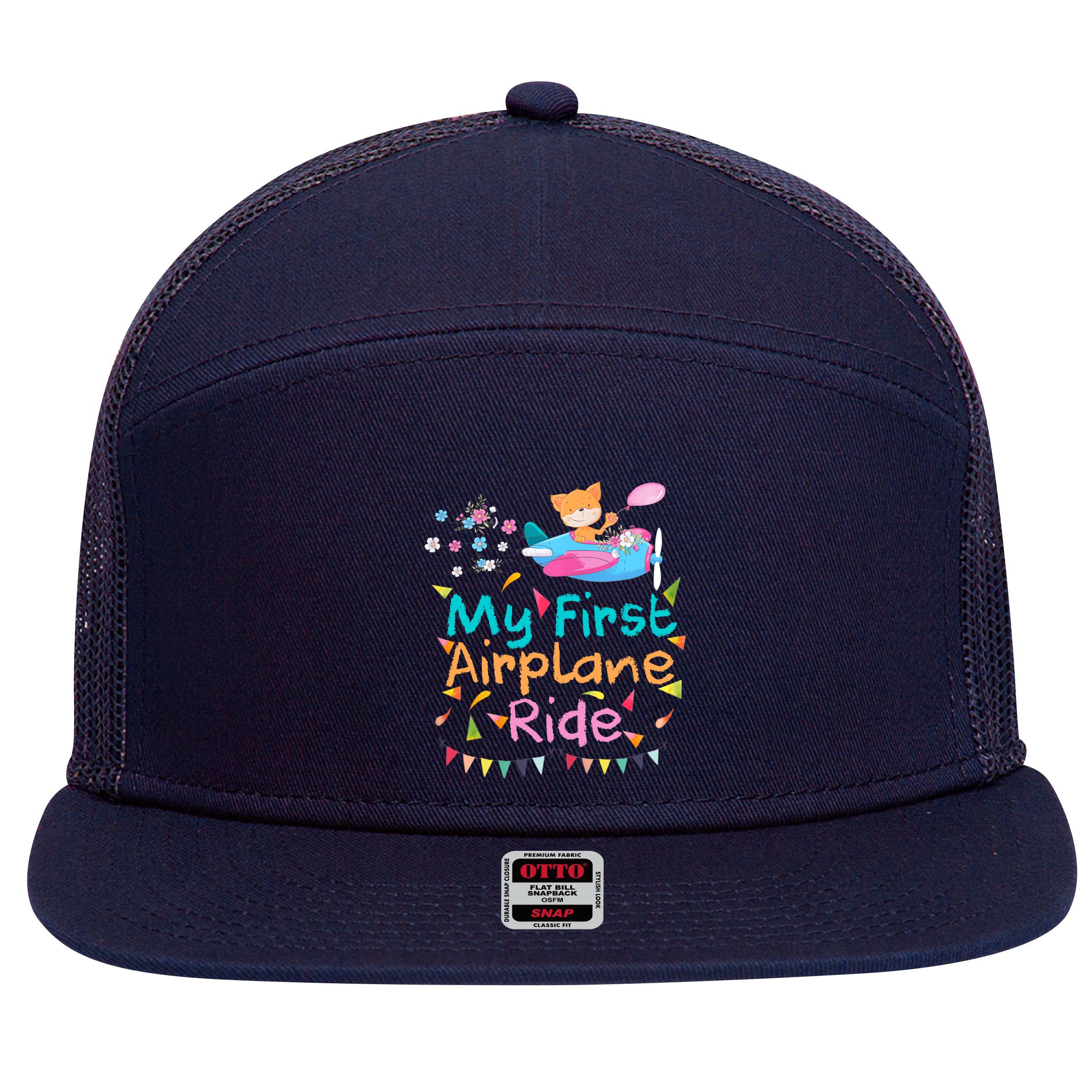 My First Airplane Ride Girl Boy Adventure 7 Panel Mesh Trucker Snapback Hat