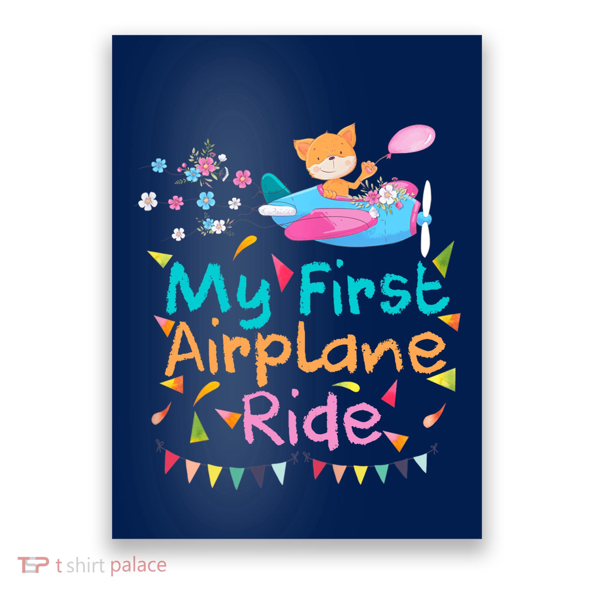My First Airplane Ride Girl Boy Adventure Poster