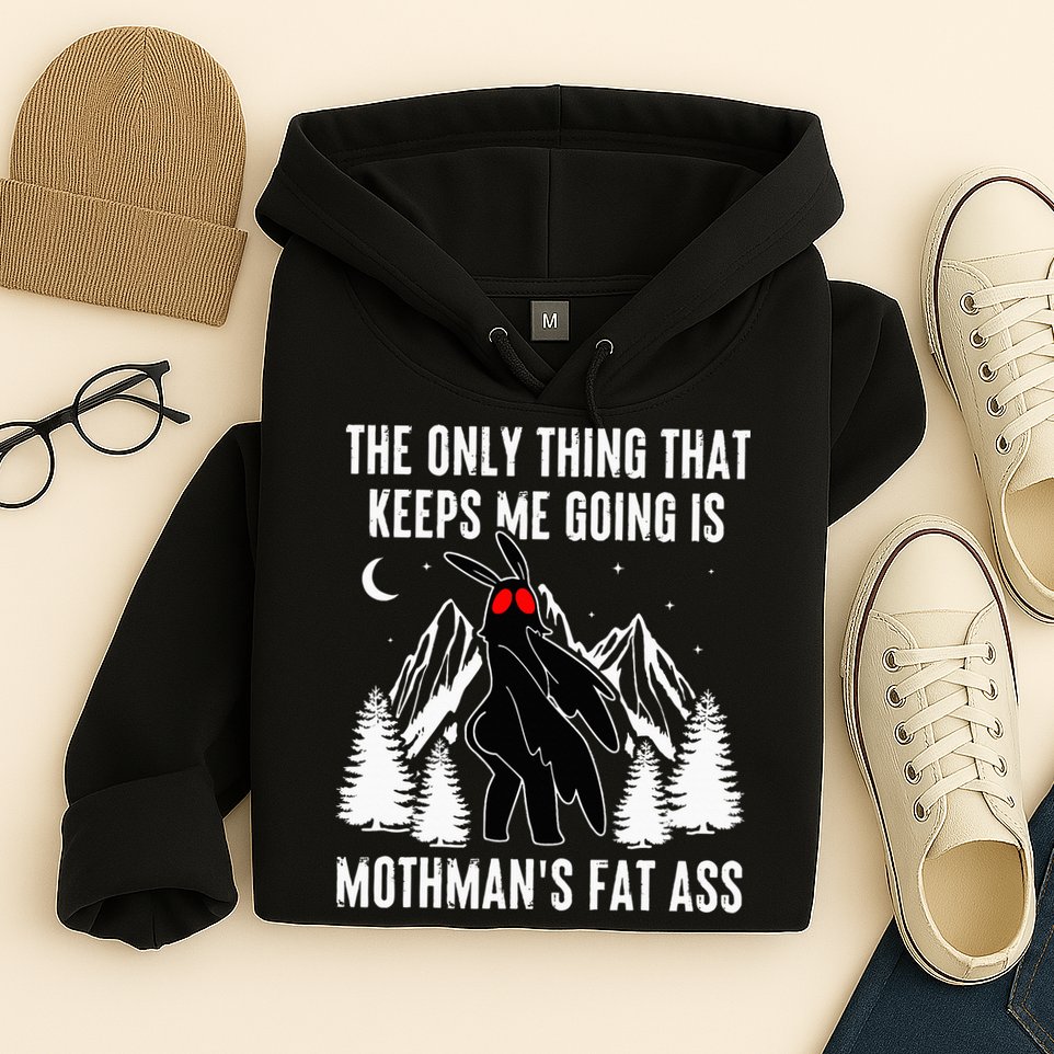 Mothman Fat Ass Vintage Cryptid Funny Mothman  Hoodie