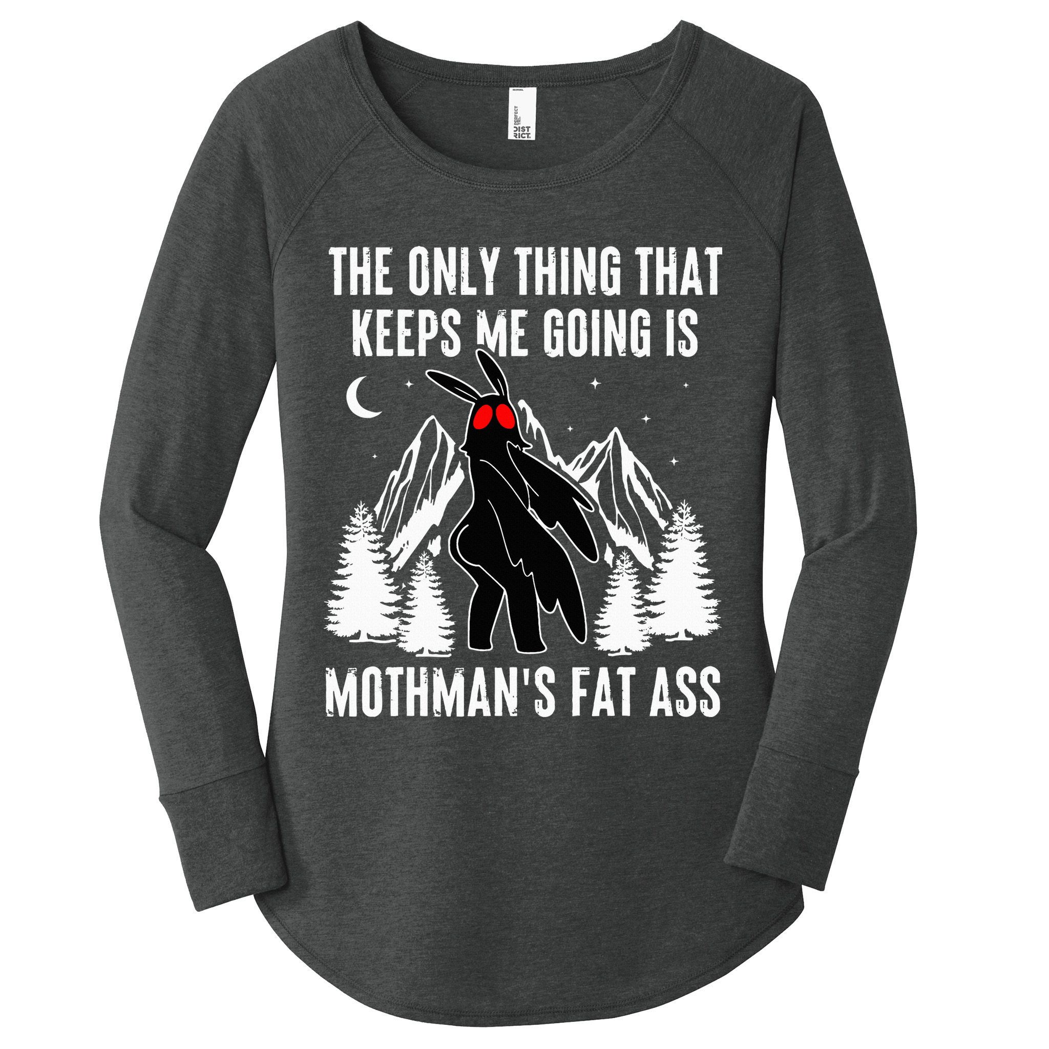 Mothman Fat Ass Vintage Cryptid Funny Mothman  Women's Perfect Tri Tunic Long Sleeve Shirt