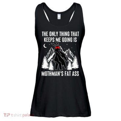 Mothman Fat Ass Vintage Cryptid Funny Mothman  Ladies Essential Flowy Tank