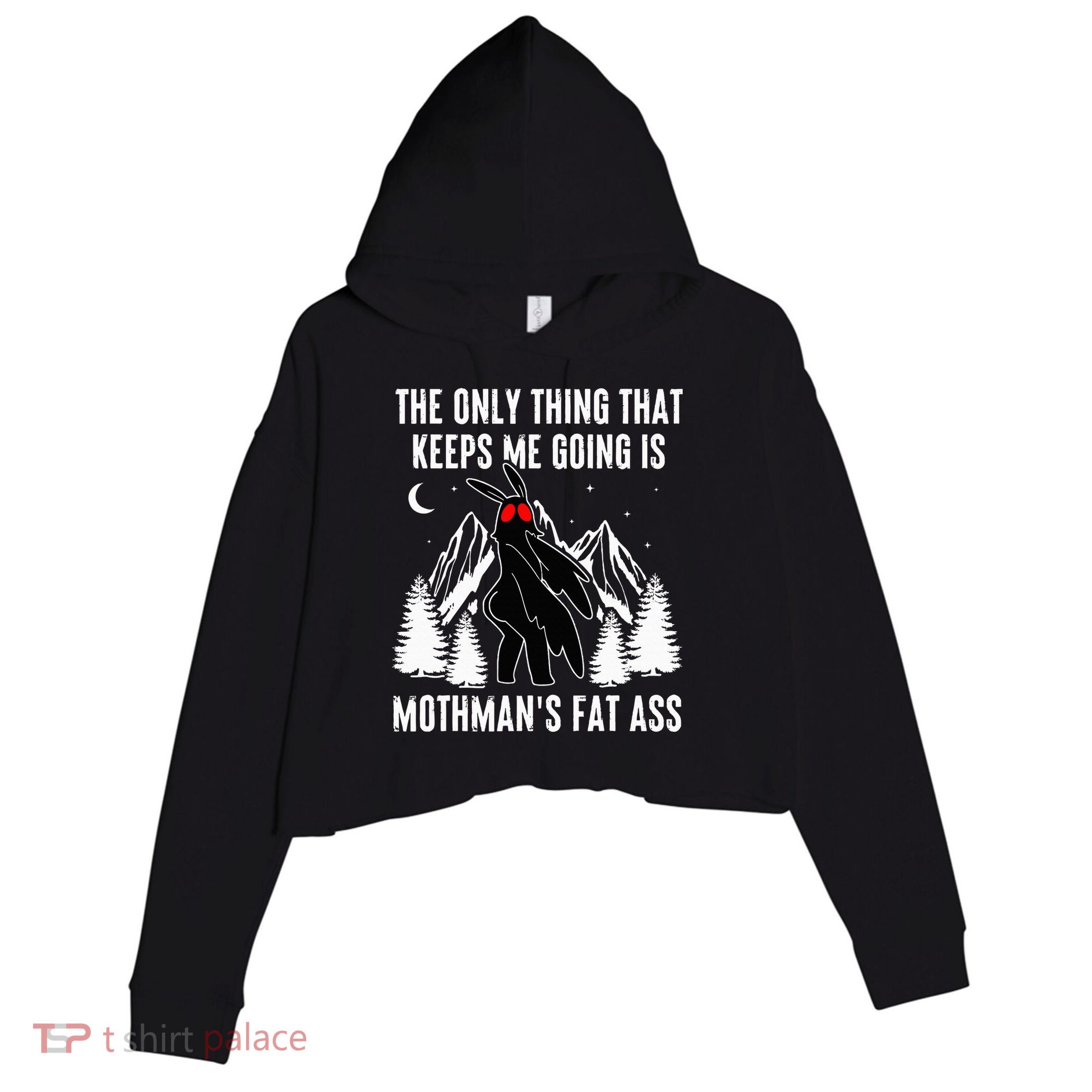 Mothman Fat Ass Vintage Cryptid Funny Mothman  Crop Fleece Hoodie