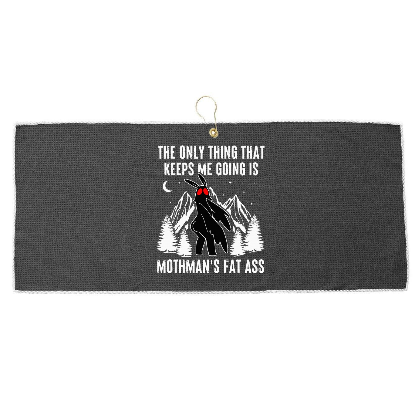 Mothman Fat Ass Vintage Cryptid Funny Mothman  Large Microfiber Waffle Golf Towel
