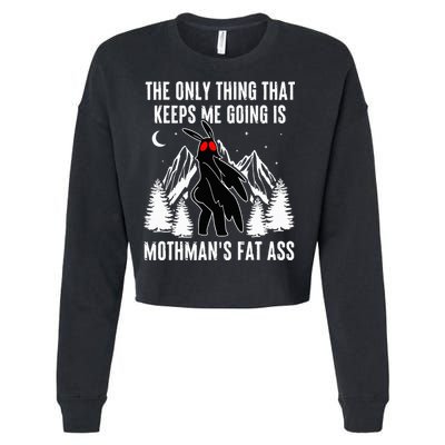 Mothman Fat Ass Vintage Cryptid Funny Mothman  Cropped Pullover Crew