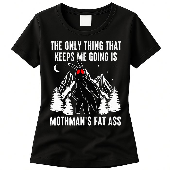 Mothman Fat Ass Vintage Cryptid Funny Mothman  Womens T-Shirt