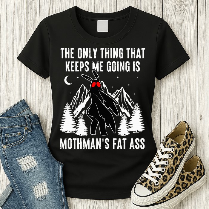 Mothman Fat Ass Vintage Cryptid Funny Mothman  Womens T-Shirt