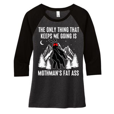 Mothman Fat Ass Vintage Cryptid Funny Mothman  Women's Tri-Blend 3/4-Sleeve Raglan Shirt