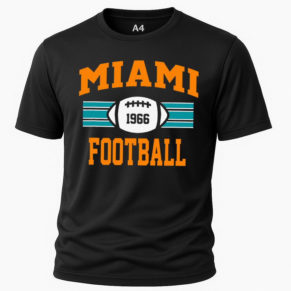 Miami Football Athletic Vintage Sports Team Fan Dark Cooling Performance Crew T-Shirt