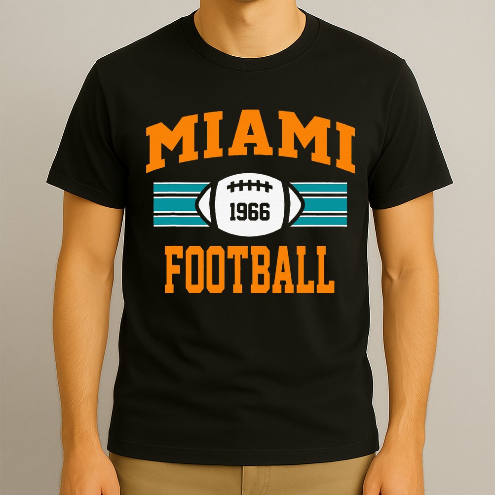 Miami Football Athletic Vintage Sports Team Fan Dark T-Shirt