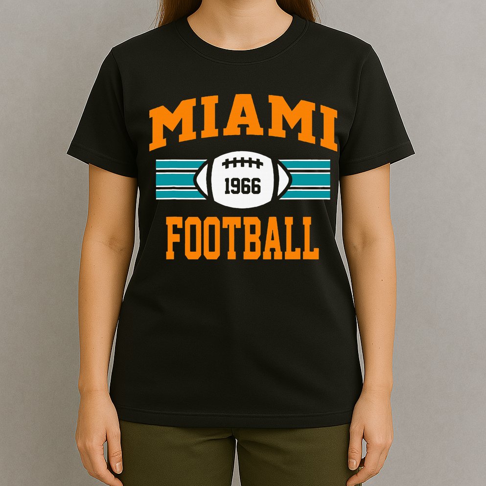 Miami Football Athletic Vintage Sports Team Fan Dark T-Shirt