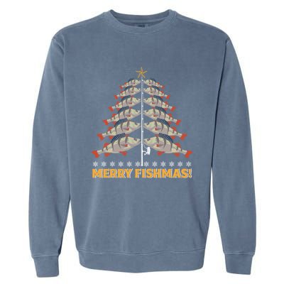 Merry Fishmas! Angler Fir Tree Christmas Outfit Fishing Funny Gift Garment-Dyed Sweatshirt