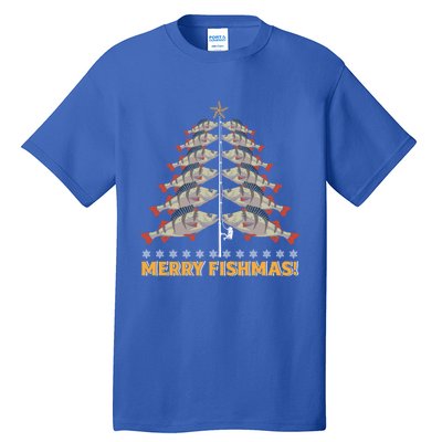 Merry Fishmas! Angler Fir Tree Christmas Outfit Fishing Funny Gift Tall T-Shirt