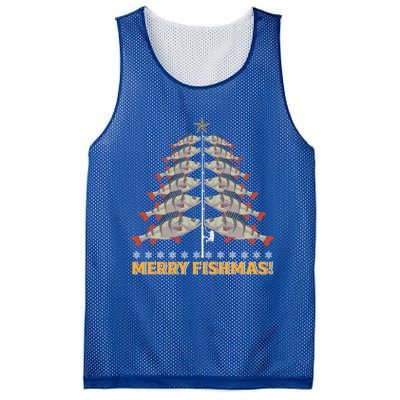 Merry Fishmas! Angler Fir Tree Christmas Outfit Fishing Funny Gift Mesh Reversible Basketball Jersey Tank