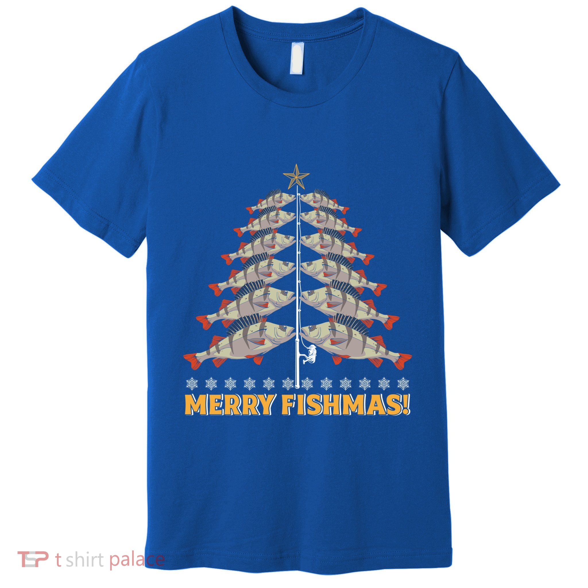 Merry Fishmas! Angler Fir Tree Christmas Outfit Fishing Funny Gift Premium T-Shirt