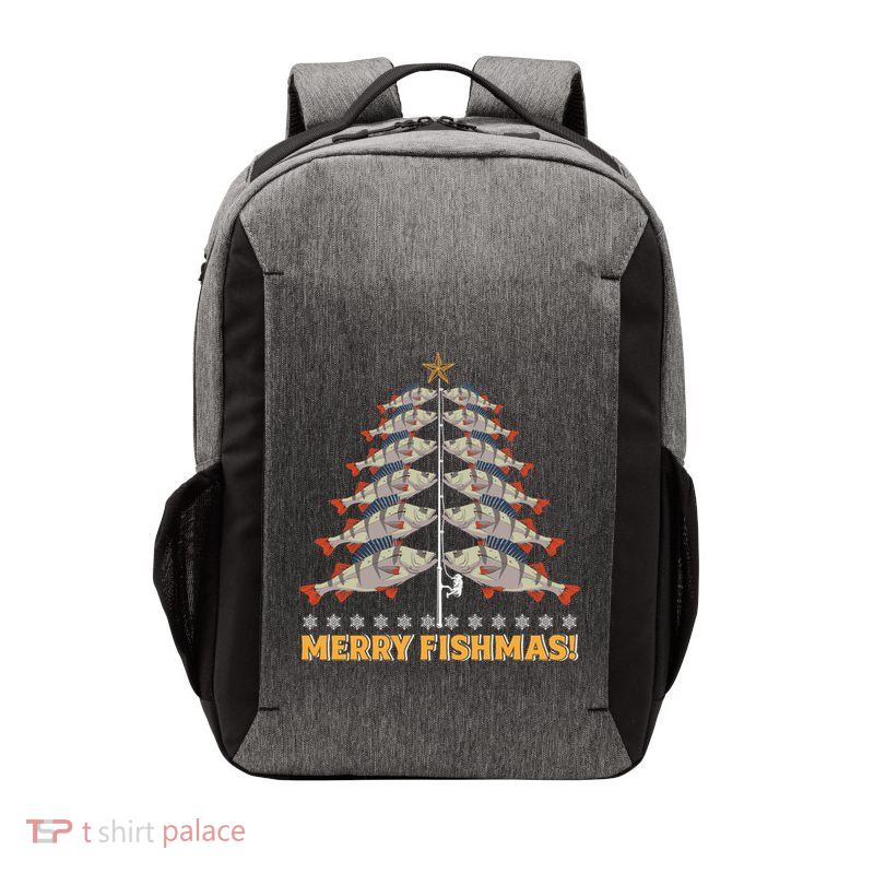 Merry Fishmas! Angler Fir Tree Christmas Outfit Fishing Funny Gift Vector Backpack
