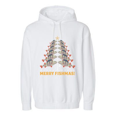 Merry Fishmas! Angler Fir Tree Christmas Outfit Fishing Funny Gift Garment-Dyed Fleece Hoodie