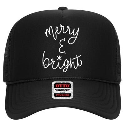 Mel F. Arts Merry And Bright Holiday Christmas Cheer High Crown Mesh Back Trucker Hat