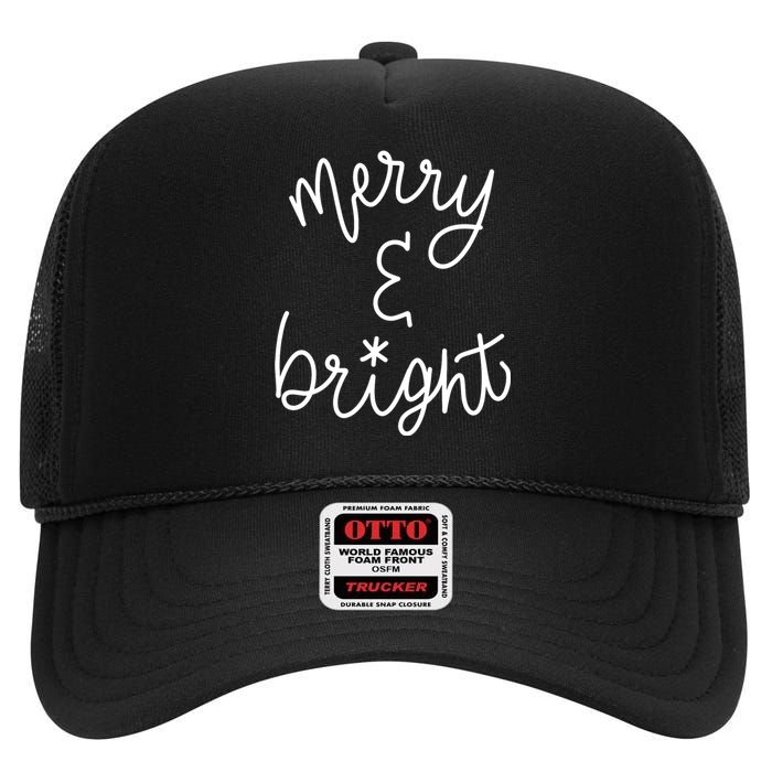 Mel F. Arts Merry And Bright Holiday Christmas Cheer High Crown Mesh Back Trucker Hat