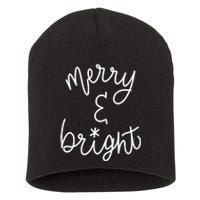 Mel F. Arts Merry And Bright Holiday Christmas Cheer Short Acrylic Beanie