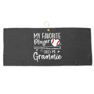 My Favorite Baseball Player Calls Me Grammie Mothers Day Large Microfiber Waffle Golf Towel