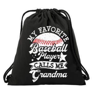 My Favorite Baseball Player Calls Me Grandma Baseball Family Drawstring Bag