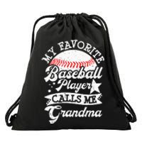 My Favorite Baseball Player Calls Me Grandma Baseball Family Drawstring Bag