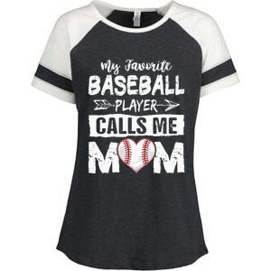 My Favorite Baseball Player Calls Me Mom Mothers Day Enza Ladies Jersey Colorblock Tee