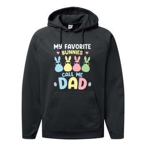 My Favorite Bunnies Call Me Daddy Easter Peeps Father's Day Easter Day Performance Fleece Hoodie