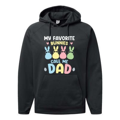 My Favorite Bunnies Call Me Daddy Easter Peeps Father's Day Easter Day Performance Fleece Hoodie