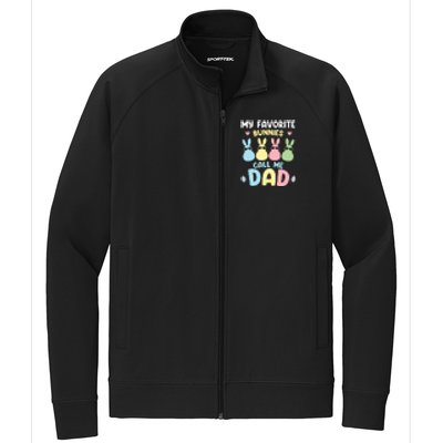 My Favorite Bunnies Call Me Daddy Easter Peeps Father's Day Easter Day Stretch Full-Zip Cadet Jacket