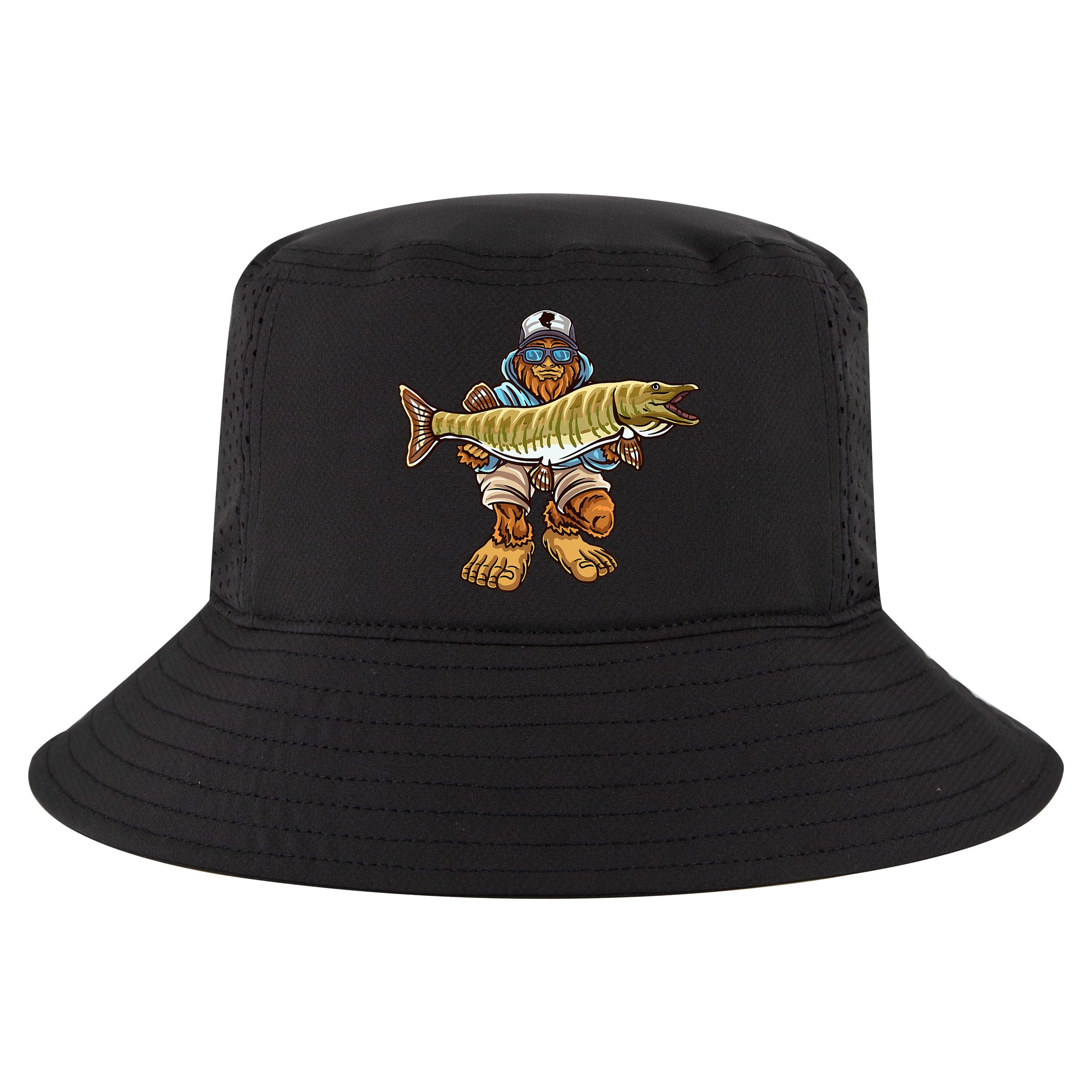 Muskie Fishing Bigfoot Musky Hunting Fisher Cool Comfort Performance Bucket Hat
