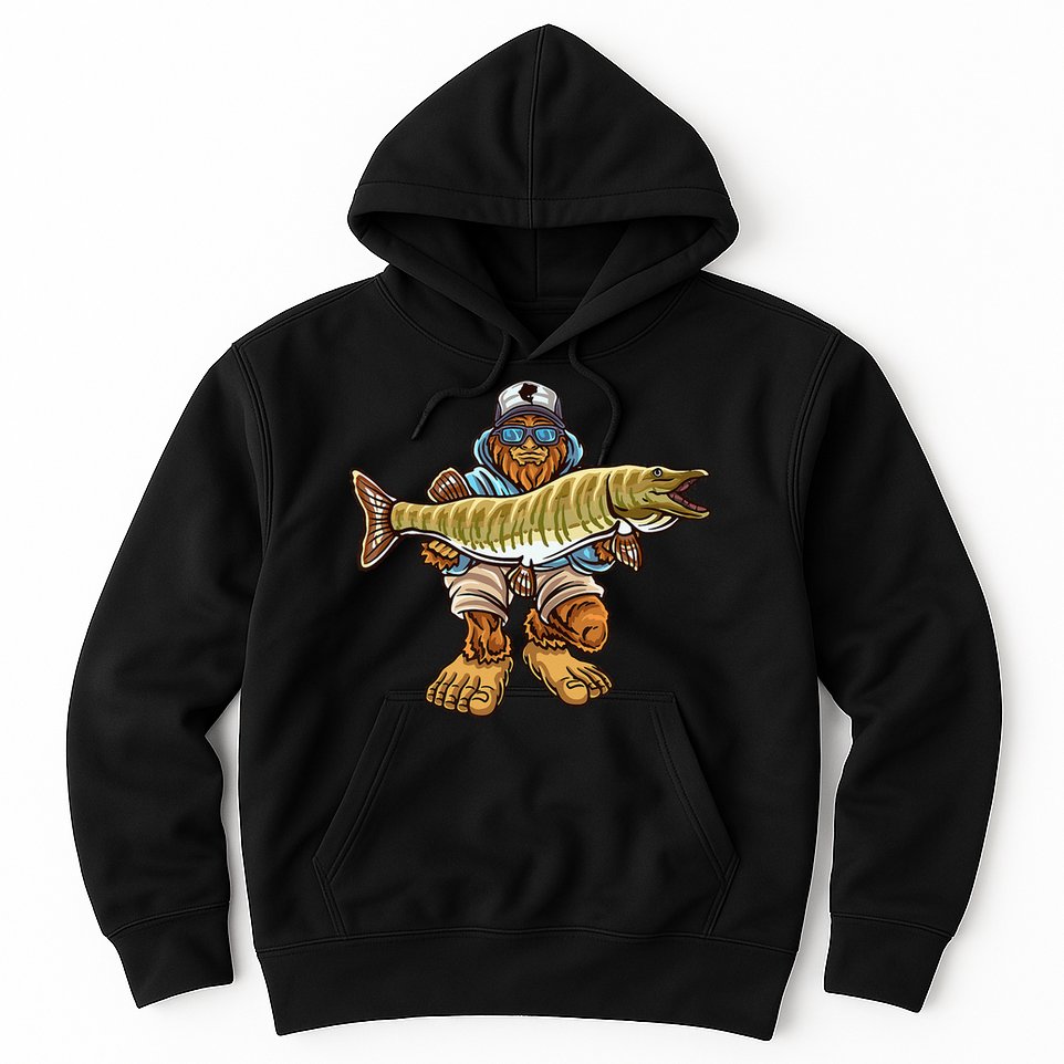 Muskie Fishing Bigfoot Musky Hunting Fisher Hoodie