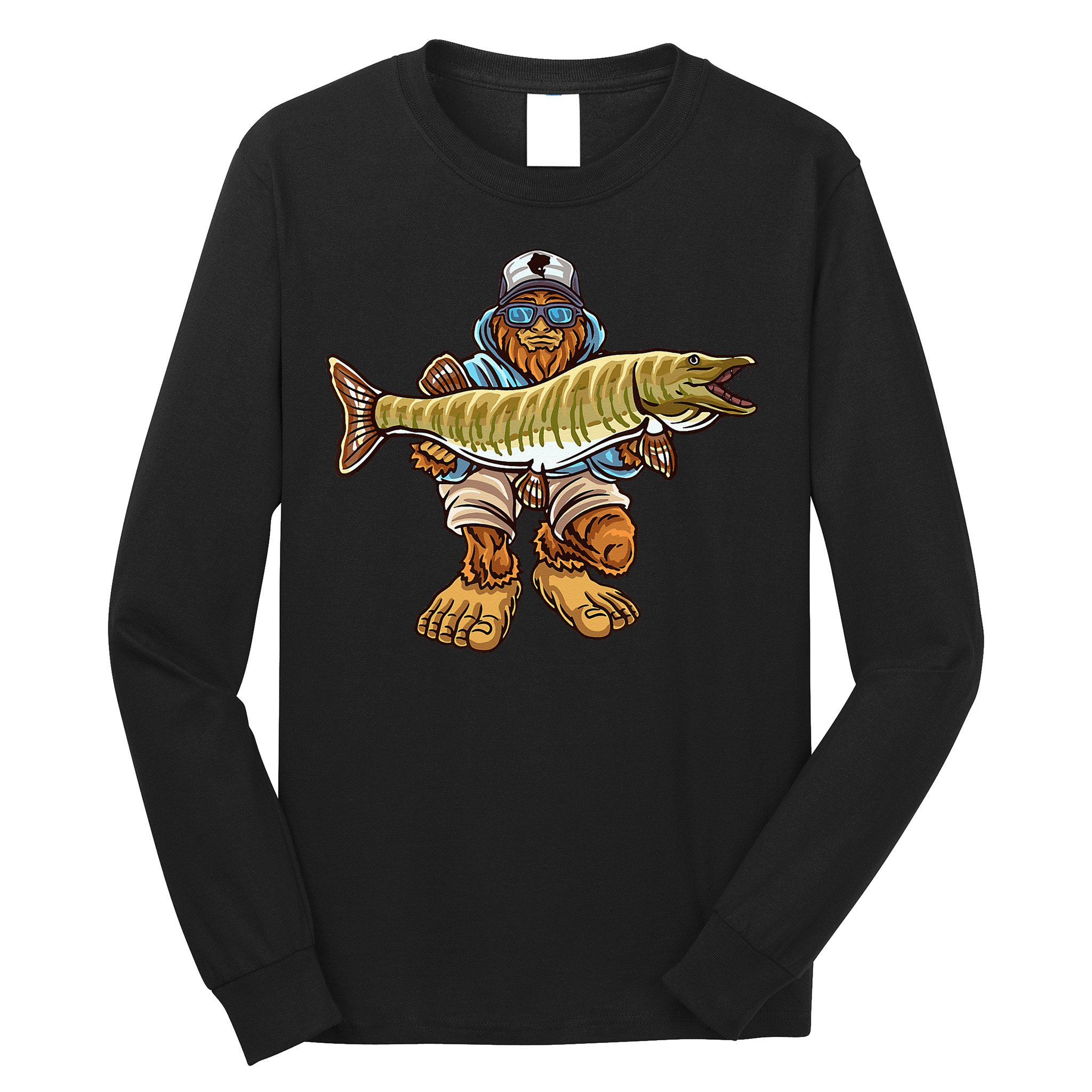 Muskie Fishing Bigfoot Musky Hunting Fisher Long Sleeve Shirt
