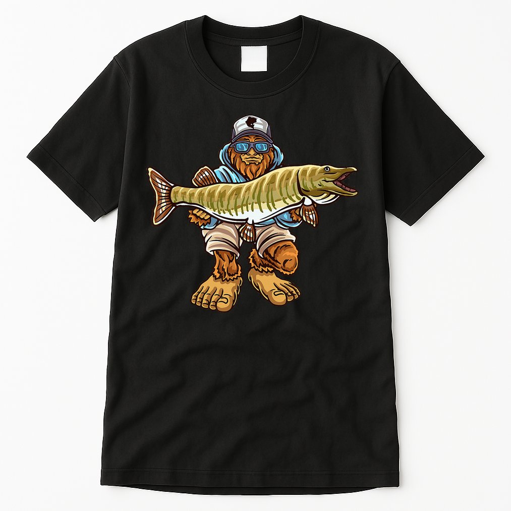 Muskie Fishing Bigfoot Musky Hunting Fisher Tall T-Shirt