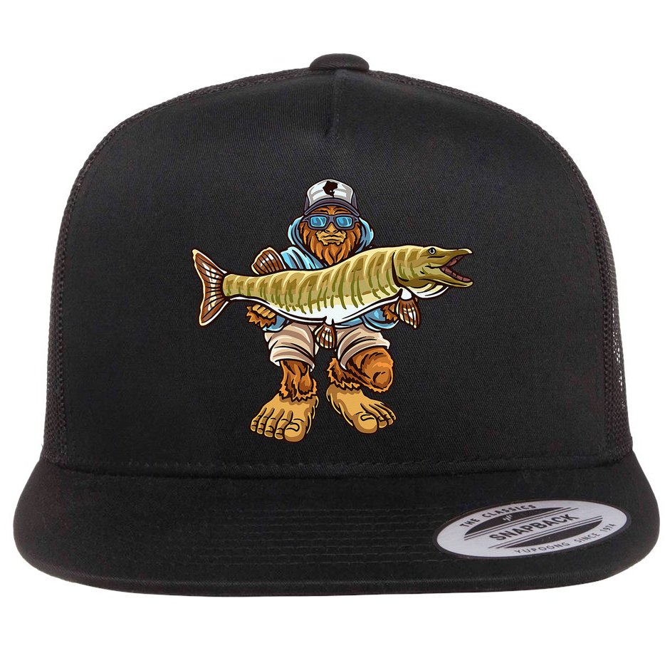Muskie Fishing Bigfoot Musky Hunting Fisher Flat Bill Trucker Hat