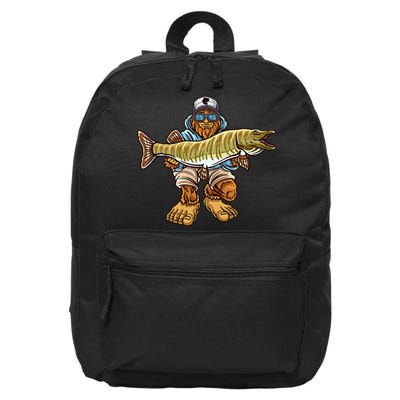 Muskie Fishing Bigfoot Musky Hunting Fisher 16 in Basic Backpack
