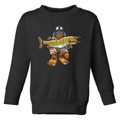 Muskie Fishing Bigfoot Musky Hunting Fisher Toddler Sweatshirt