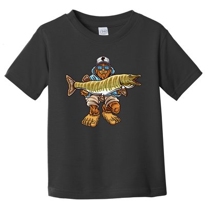 Muskie Fishing Bigfoot Musky Hunting Fisher Toddler T-Shirt