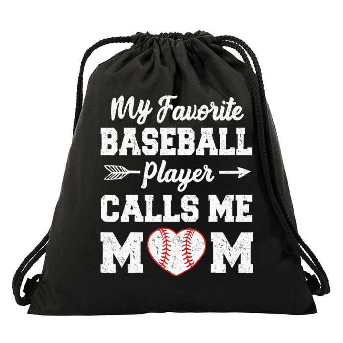 My Favorite Baseball Player Calls Me Mom Mothers Day Drawstring Bag