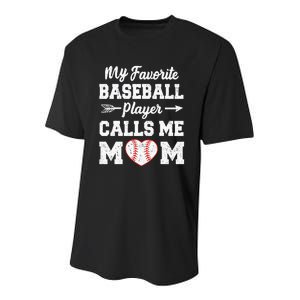 My Favorite Baseball Player Calls Me Mom Mothers Day Youth Performance Sprint T-Shirt