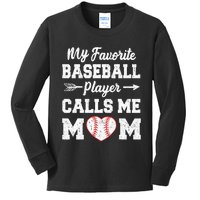 My Favorite Baseball Player Calls Me Mom Mothers Day Kids Long Sleeve Shirt