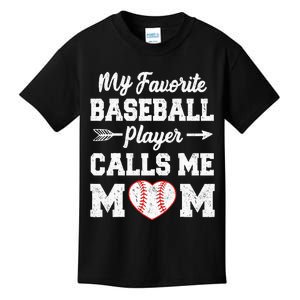 My Favorite Baseball Player Calls Me Mom Mothers Day Kids T-Shirt