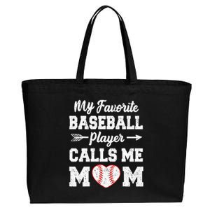 My Favorite Baseball Player Calls Me Mom Mothers Day Cotton Canvas Jumbo Tote